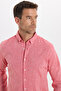 Men's slim fit long sleeve linen premium series button-down collar sporty pomegranate shirt - 4