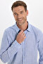 Men's Slim Fit Slim Fit Long Sleeve 100% Cotton Linen Texture Striped Shirt - 4