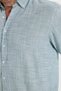 Men's Regular Fit Comfortable Cut 100% Cotton Linen Effect Plain Green Shirt with Folded Sleeves - 7