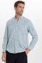 Men's Regular Fit Comfortable Cut 100% Cotton Linen Effect Plain Green Shirt with Folded Sleeves - 5