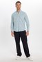 Men's Regular Fit Comfortable Cut 100% Cotton Linen Effect Plain Green Shirt with Folded Sleeves - 2