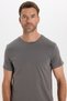 Men's slim fit cotton soft touch stretchy fabric basic grey crew neck t-shirt - 6