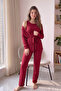 Burgundy Dublin Women's Pajama Set with Robe - 6