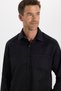 Men's Regular Fit Classic Cut Cotton Single Pocket Dobby Black Shirt - 5