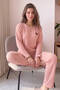 طقم بيجاما نسائي محبوك بأكمام طويلة، بنقشة Powder Fox، Seoul Knit - 3