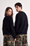 Siyah Oversize Couple/Çift Bisiklet Yaka Düz Triko Kazak TMNAW23KZ00189 - 5