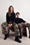 Siyah Oversize Couple/Çift Bisiklet Yaka Düz Triko Kazak TMNAW23KZ00189 - 4