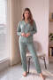 Green Heart Patterned Bamboo Front Button Long Sleeve Women's Pajamas Set - 7