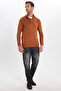 Men's Slim Fit Slim Fit Stand Collar Buttoned Cinnamon Knitwear Sweater - 2