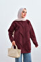 Women's V-Neck Tunic with Front Detail in Burgundy - 2