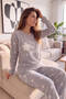 Gray Hello Winter Patterned Women's Plush Pajama Set - 2