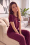 Plum Dublin Short Sleeve Lace Women's Pajamas Set - 3