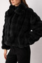 Siyah Oversize Kalıp Kürk Mont TWOAW26MO00105 - 3
