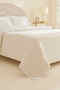 White Coll Rayas Embroidered 100% Cotton Double Duvet Cover Set White - 3