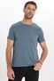 Men's Slim Fit Cotton Soft Texture Flexible Fabric Basic Light Petrol Crew Neck T-Shirt