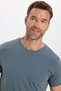 Men's Slim Fit Cotton Soft Texture Flexible Fabric Basic Light Petrol Crew Neck T-Shirt - 6