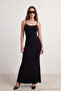 Siyah Fitted/Vücuda Oturan Askılı Maxi Esnek Örme Kalem Elbise TWOSS23EL02435