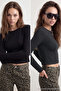 Siyah-Antrasit İkili Paket Crop/Kısa Fitted/Vücuda Oturan Örme Bluz TWOAW25BZ00061