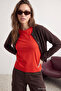 Kırmızı %100 Pamuk Basic Bisiklet Yaka Örme T-Shirt TWOSS23TS00000 - 3