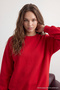 Kırmızı Oversize/Rahat Kesim Basic Bisiklet Yaka Kalın/İçi polarlı Örme Sweatshirt TWOAW24SW00102 - 4