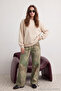Taş Oversize/Rahat Kesim Basic Bisiklet Yaka Kalın/İçi polarlı Örme Sweatshirt TWOAW24SW00102 - 2