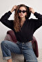 Siyah Basic Fermuarlı Kapüşonlu Crop Kalın İçi Polarlı Örme Hırka/Sweatshirt TWOAW20SW0660