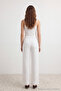 Ekru Wide Leg/Geniş Paça Yüksek Bel Dokuma Kumaş Pantolon TWOAW22PL0066 - 5