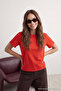 Kırmızı %100 Pamuk Basic Bisiklet Yaka Örme T-Shirt TWOSS23TS00000 - 4