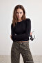 Siyah-Antrasit İkili Paket Crop/Kısa Fitted/Vücuda Oturan Örme Bluz TWOAW25BZ00061 - 2