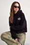 Siyah Sırt Baskı Detaylı Kapüşonlu Kalın İçi Polarlı Örme Sweatshirt TWOAW22SW0711 - 2