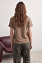 Beige-Taupe Color 2-Package 100% Cotton Basic Mock Neck Knit T-Shirt TWOSS20TS1500 - 6