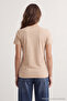 Kahverengi-Bej %100 Pamuk 2'li Paket Basic Bisiklet Yaka Örme T-Shirt TWOSS20TS0141 - 4