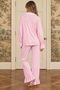 Powder Pink Lace & Bow Detail V-Neck Ruffle Long Sleeve Women's Pajama Set - 2