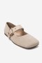 Jonas Beige Suede Genuine Leather Women's Ballerina Shoes with Belt - 6
