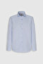 Men's Blue Slim Fit Narrow Cut Italian Collar Dobby Shirt - 7