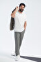 Men's Gray Slim Fit Slim Fit Waist Tie Side Pocket Seersucker Patterned Trousers - 8