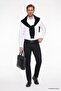Men's Black Non-Wrinkle Slim Fit Slim Cut 5-Pocket Cotton Canvas Flexible Casual Trousers