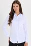 Women's Slim Fit Narrow Cut Body-Fit Long Sleeve Hidden-Button Detail Basic White Shirt - 3