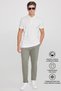 Men's Khaki Cotton Diagonal Patterned Jogger Pants with Elastic Waist, Standard Fit, Regular Cut - 6