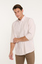 Men's Mink-White 100% Cotton Comfort Fit Relaxed Cut Button-Down Collar Striped Shirt - 5