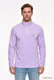 Men's Lilac Anti-Pilling, Non-Pilling, Cold-Proof, Standard Fit Embroidered Sweatshirt Fleece - 2