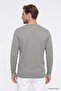 Men's Water Green Cotton Standard Fit Regular Cut Crew Neck Jacquard Knitwear Sweater - 6