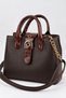 Box Bitter Brown Croco Handle Removable Strap 2 Compartment Snap Zipper Closure Hand and Shoulder Bag