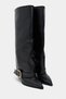 Sery Black Matte Gaiter Buckle Detail Pointed Toe Women's Heeled Boots - 4
