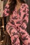 Cotton Pink Leopard Patterned Buttoned Long Sleeve Pajama Set - 2