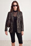 Petite Antrasit Degradeli Suni Deri Blazer Ceket TWOAW27BC00064 - 3