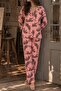 Cotton Pink Leopard Patterned Buttoned Long Sleeve Pajama Set - 3