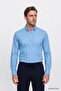 Men's Oxford Easy-Iron Cotton Anti-Sweat Shirt Blue Button down Collar Slim Fit Slim Fit