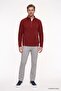 Men's Claret Red Anti-pilling Non-Pilling Heat-Protecting Standard Fit Stand-Up Collar Fleece Sweatshirt - 5