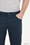 Men's Navy Blue Non-Marking Slim Fit Slim Cut 5-Pocket Cotton Canvas Flexible Casual Trousers - 8